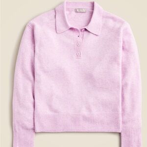 J. Crew long-sleeved sweater-polo in Supersoft yarn, size large, lavender, EUC